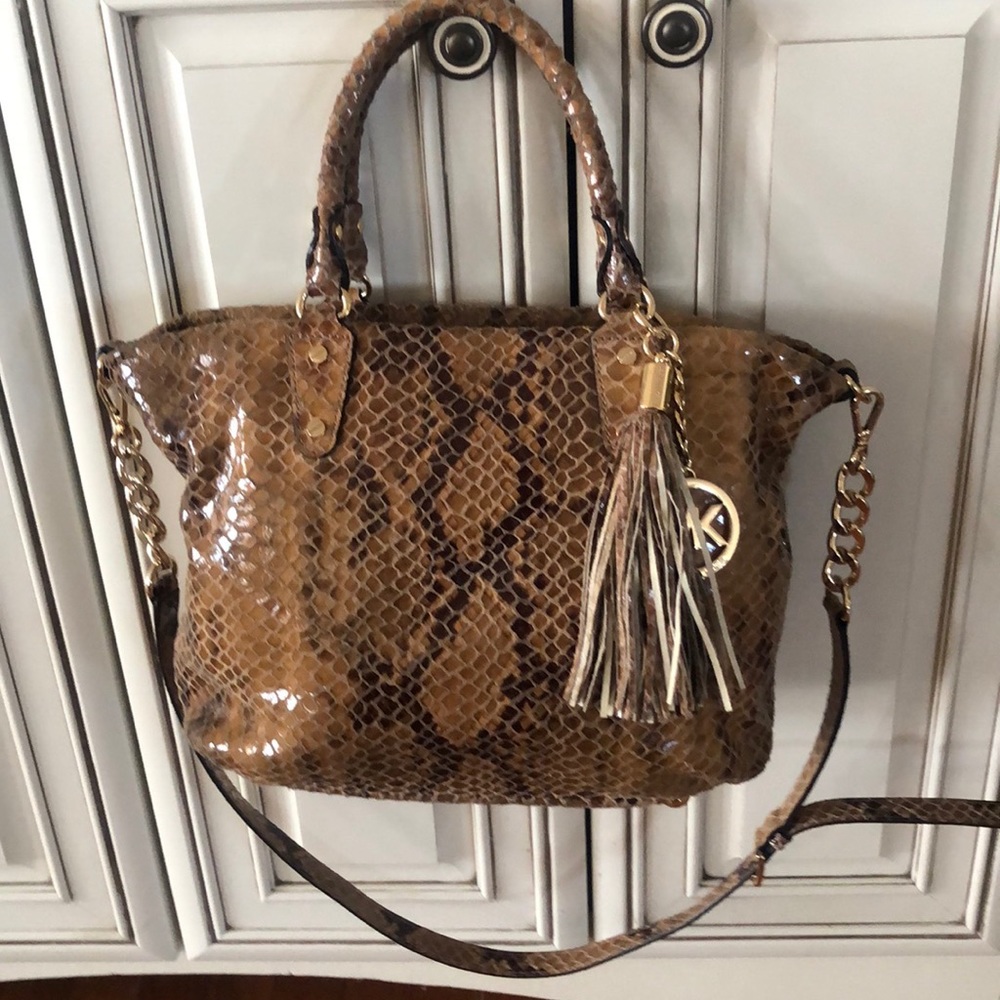 Michael Kors Leather Python Handbag - image 7